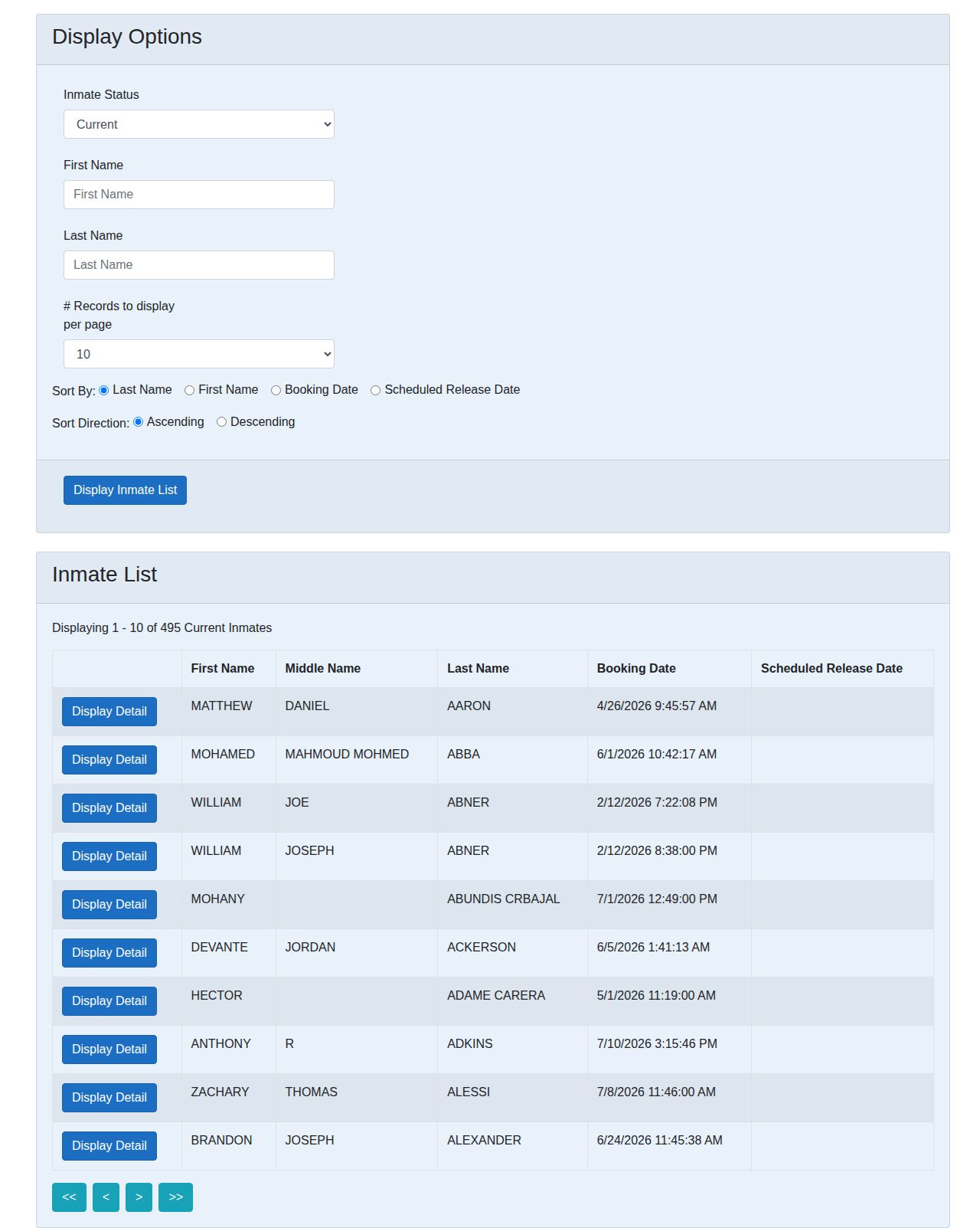 Boone County released inmate search status selector