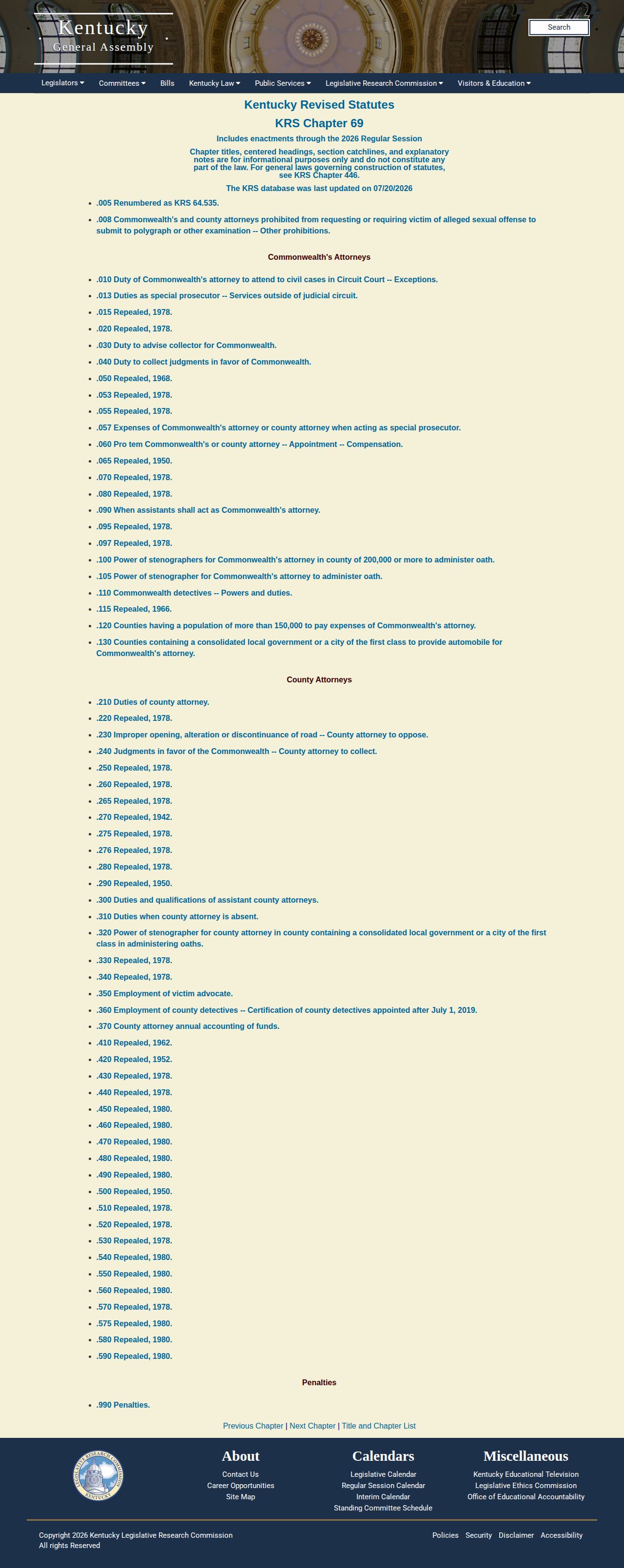 Boone County offender registry record law page in KRS Chapter 17